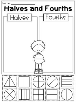 First Grade Fractions and Partitioning Worksheets - Distance Learning