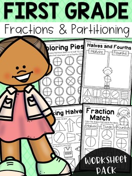 Preview of First Grade Fractions and Partitioning Worksheets