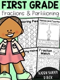 First Grade Fractions and Partitioning Worksheets
