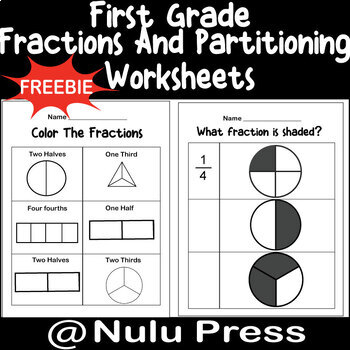 Preview of First Grade Fractions and Partitioning Worksheets | FREEBIE