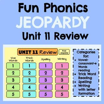 Preview of First Grade Fun Phonics Jeopardy Review Game: Unit 11 (Vowel-consonant-e)