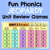 First Grade Fun Phonics Jeopardy Review Games: Units 1-14 BUNDLE