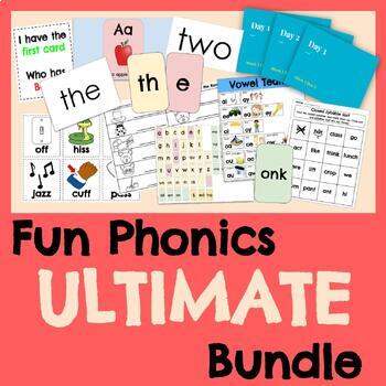 Preview of First Grade Fun Phonics ULTIMATE Bundle: Daily Lesson Slides + BONUS Activities