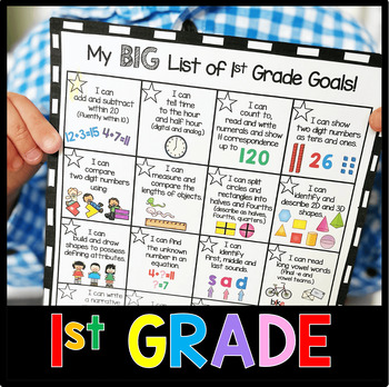 Preview of First Grade Goals - Awards Parent Teacher Conferences Setting Goals Report Cards