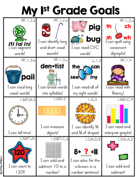 1st Grade Goals I Can Skill Sheet (First Grade Common Core Standards ...