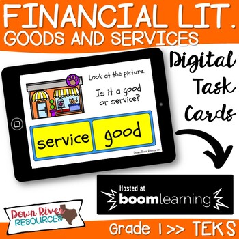 Preview of First Grade Goods and Services TEKS Boom Cards | First Grade Distance Learning