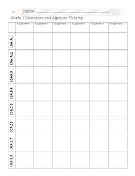 Preview of First Grade Grade Record Sheet - Math