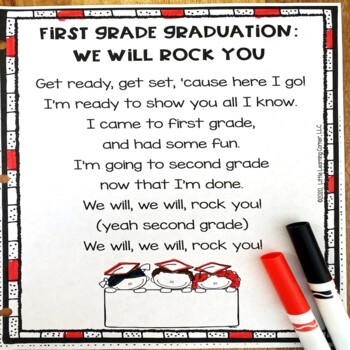 Preview of First Grade Graduation End of Year Song Poem - We Will Rock You