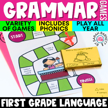 Preview of First Grade Grammar Review Games & Literacy Centers