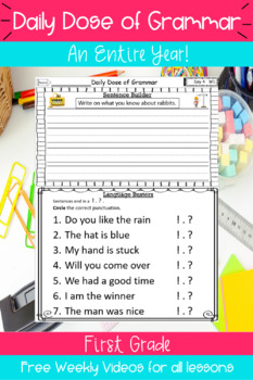 First Grade Grammar Skills Worksheets Daily Dose Bundle Standards ...