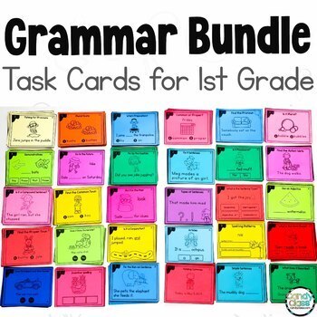 Preview of 1st Grade ELA Grammar Practice Review Task Cards Language Arts Center Activities