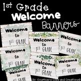 Welcome Posters - Banners - First Grade - Greenery Wood Th