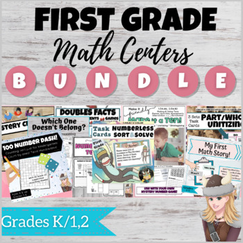 Preview of First Grade Guided Math Center Bundle: Intervention, Enrichment K-2 Workshop