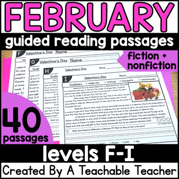 Preview of First Grade Guided Reading Passages for February Levels F-I