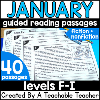 Preview of Winter Leveled Guided Reading Comprehension Passages Small Group First Grade