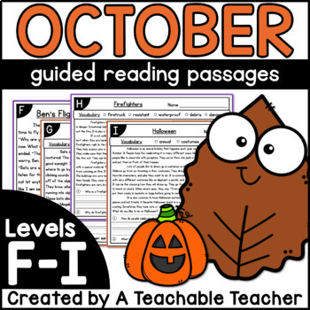 Preview of First Grade Guided Reading Passages for October Levels F-I