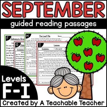 Preview of First Grade Guided Reading Passages for September Levels F-I