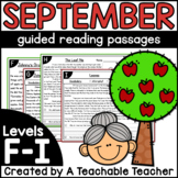 First Grade Guided Reading Passages for September Levels F-I