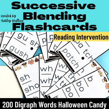 Preview of First Grade Halloween Digraph Words Successive Blending Flash Cards