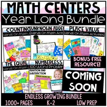 Preview of First Grade Hands On Math Centers Year Long GROWING Bundle