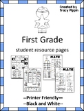 First Grade Help Pages for Reading and Math Folders, Homew