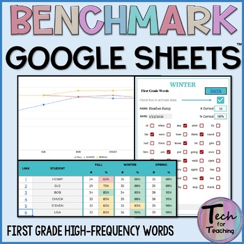 Preview of First Grade High Frequency Word Benchmark & Data Tracking GOOGLE SHEETS™