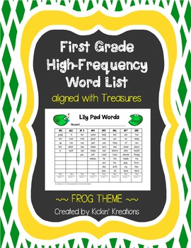 Preview of FREEBIE - First Grade High Frequency Word List (Aligned w/Treasures) Frog Themed