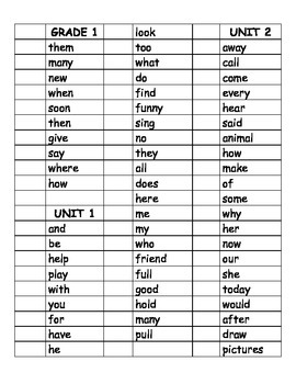 First Grade High Frequency Words for Journeys 2014/2017 by Jill Moss