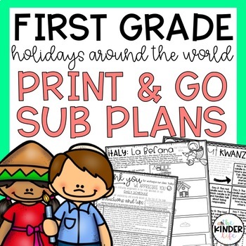 Preview of First Grade Holidays Around the World Emergency Sub Plans | NO PREP Lesson Plans