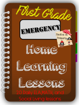 Preview of First Grade Home Learning Lesson for 20 Days ELA, Math, & Social Living lessons