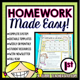 First Grade Homework EDITABLE