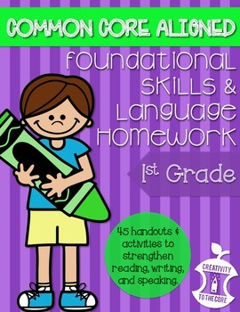 Preview of First Grade Homework - Common Core Foundational Skills & Language