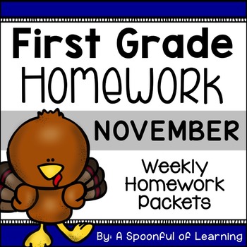 Preview of First Grade Homework - November