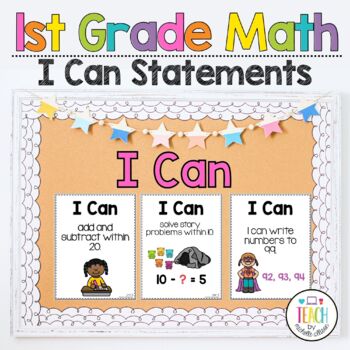 Preview of First Grade I Can Statements Back to School Math Posters 1st Grade Math I Can