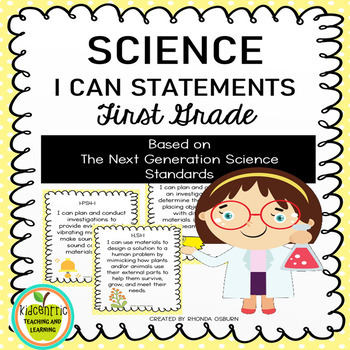 Preview of Science First Grade "I Can" Statements for Science Standards