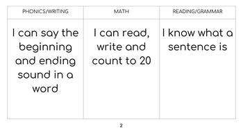 Preview of First Grade I can Targets