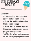 First Grade: Ice Cream Math Addition Sort