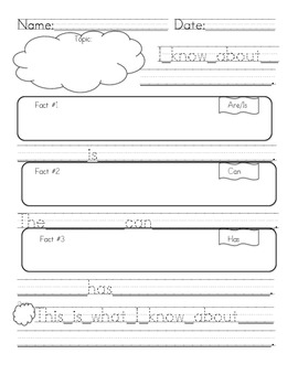 Preview of First Grade Informative/Explanatory Writing Graphic Organizer