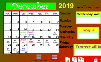 Preview of First Grade Interactive Calendar Math December 2019