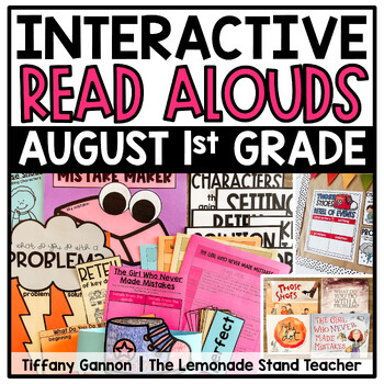 Preview of First Grade Interactive Read Aloud Lessons AUGUST Bundle Printable and Digital