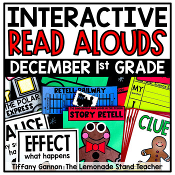 Preview of First Grade Interactive Read Aloud Lessons DECEMBER Bundle Printable + Digital