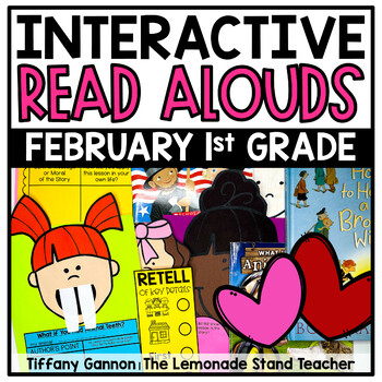 Preview of First Grade Interactive Read Aloud Lessons FEBRUARY Bundle Digital + Printable