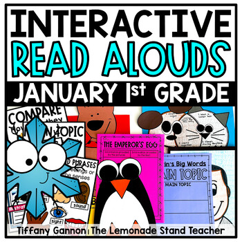 Preview of First Grade Interactive Read Aloud Lessons JANUARY Bundle Printable + Digital