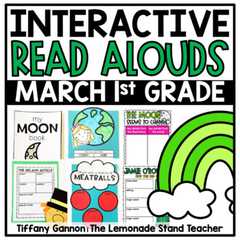 Preview of First Grade Interactive Read Aloud Lessons MARCH Bundle Digital + Printable