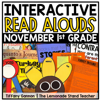 Preview of First Grade Interactive Read Aloud Lessons NOVEMBER Bundle Printable + Digital