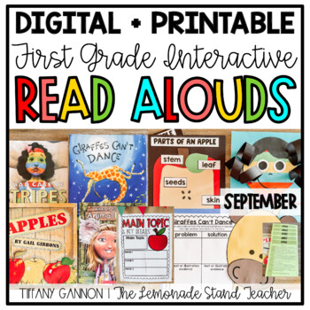 Preview of First Grade Interactive Read Aloud Lessons SEPTEMBER Bundle Printable + Digital