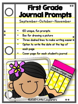 First Grade Journal Prompts (Sept-Oct-Nov) *Distance Learning ...