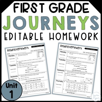 Preview of Journeys First Grade Unit 1 Homework and Review