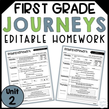 Preview of First Grade Journeys Reading Unit 2 Homework and Review