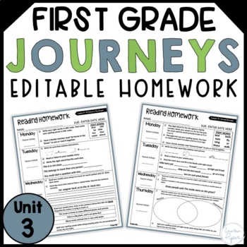 Preview of Journeys First Grade Unit 3 Homework and Review